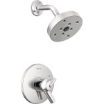 Delta Faucet Kit de acabamento para chuveiro Trinsic Série 17 com cabeça de chuveiro H2Okinetic de pulverização única, cromado T17259 (válvula não incluída)
