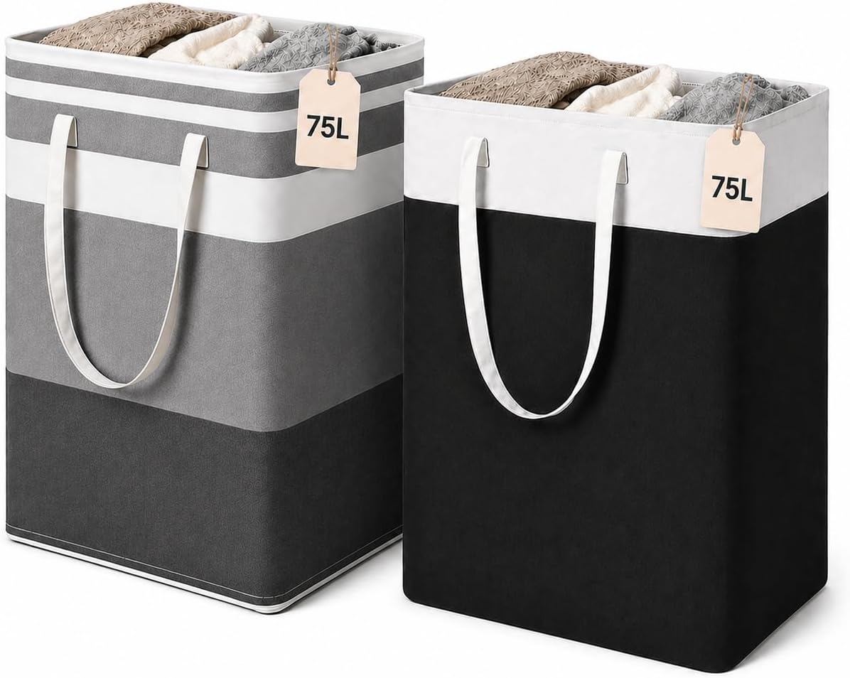 Dois-Organizador-Multiuso-dobravel-em-tecido-para-roupas-Cesto-Organizador.jpg Dois Organizador Multiuso dobrável em tecido para roupas, Cesto Organizador Multiuso Dobrável, 75L algodão caneca tecido impermeável cesta de roupa suja