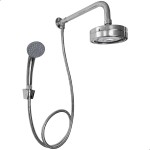 Dona D Cor, Ducha Chuveiro Autolimpante Redondo Cromado Articulável Com Chuveirinho de Mão Haste Curvada 25cm Inox Para Aquecedor a Gás Derivador Parade Banheiro