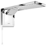 Ducha Acqua Duo Ultra Branco e Cromado 6800W com Haste para Controle da Temperatura com Comando Eletrônico e Jato Direcionável - Lorenzetti