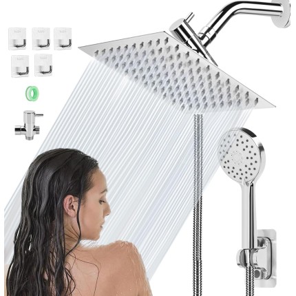 Ducha Chuveiro, Chuveiro Ducha, Chuveiro a Gas, Chuveiro com Ducha, Combinação de Chuveiro de Mão, Chuveiro Kit de Aço Inox, Inclui Tubo de 3 Vias E Tubo de Agua de 150cm