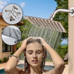 Ducha Chuveiro Para Piscina Área Externa Articulado em Aço inox 304 20x20 Alta Pressão Para Ducha Design Moderno Resistente Sofisticado Anticorrosivo Cabo 15cm - Imagem 2