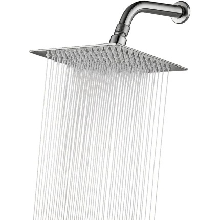 Ducha Chuveiro Para Piscina Área Externa Articulado em Aço inox 304 20x20 Alta Pressão Para Ducha Design Moderno Resistente Sofisticado Anticorrosivo Cabo 15cm
