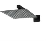Ducha De Banho Quadrado Luxo Slim 20x20 cm Inox Com braço De Parede Piscina Chuveiro Chuveirão Solar Para Jardim E Área Externa PRETO - FONSES