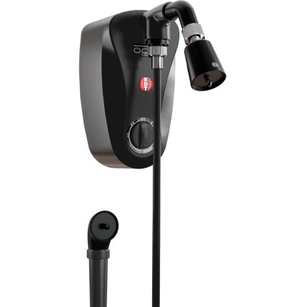 Ducha Elétrica KDT Octo 8T 8800W 220V Chuveiro 8 Temperaturas Chuveirinho Mangueira Desviador Black Preta Brilho