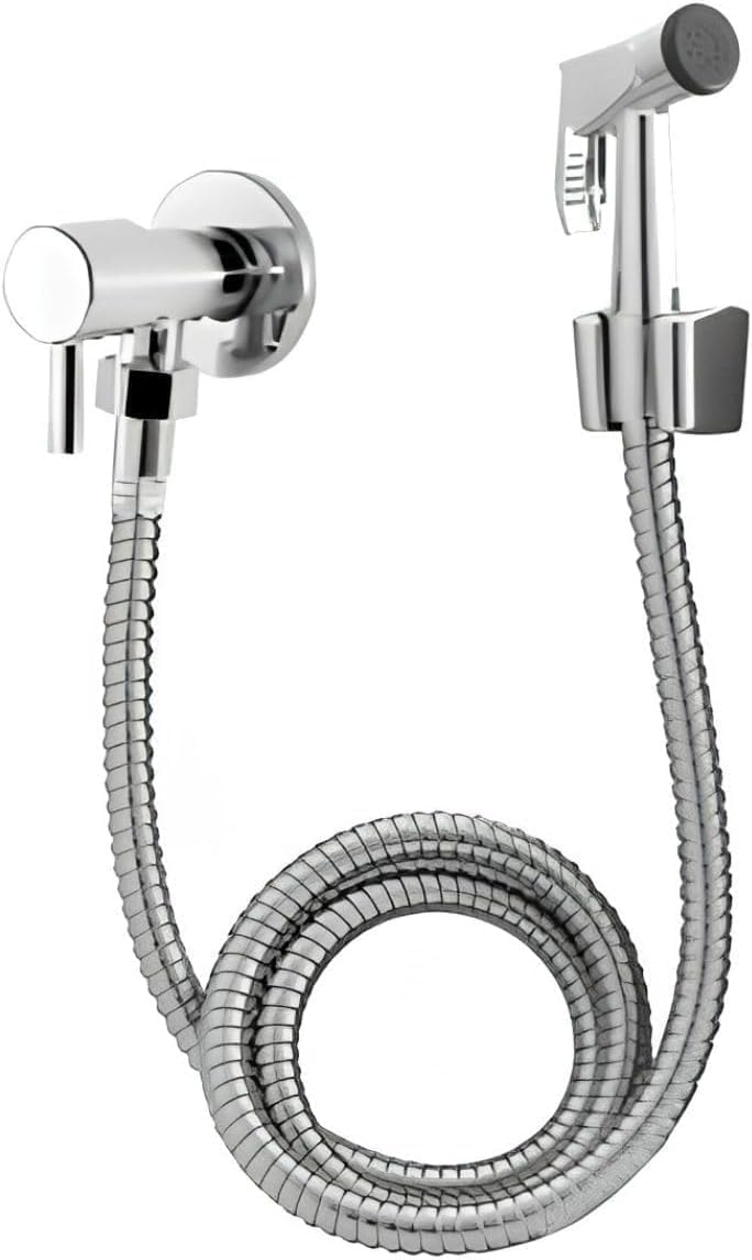 Ducha-Higienica-de-Metal-Inox-304-com-Gatilho-Mangueira.jpg Ducha Higiênica de Metal Inox 304 com Gatilho + Mangueira Flexível 1,5m Conexão 1/2" Banheiro Bidê Spray Pressurizado Antivazamento