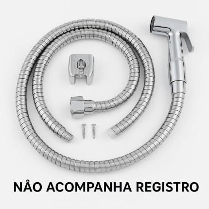 Ducha Higiênica em Inox 120cm – Chuveirinho Higiênico para Banheiro e Vaso Sanitário, Alta Pressão, Mangueira Flexível Metálica, Resistente, Durabilidade Premium