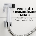 Ducha Higiênica em Inox 120cm – Chuveirinho Higiênico para Banheiro e Vaso Sanitário, Alta Pressão, Mangueira Flexível Metálica, Resistente, Durabilidade Premium - Imagem 2