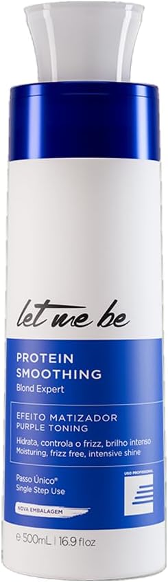 Escova-Progressiva-Let-Me-Be-Protein-Smoothing-Blond-Alisamento.jpg Escova Progressiva Let Me Be Protein Smoothing Blond - Alisamento Capilar Matizador Passo Único para Cabelo Loiro 500ml