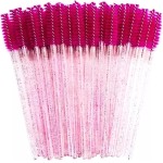 Escovinha Descartável para Cílios – Bastão para Alinhamento e Aplicação, 50 Unidades, Rosa com Glitter