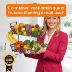 Fruteira Cesto Multiuso de Mesa 2 Andares Kleming, Cesta Organizadora de Frutas Decorativa para Cozinha, Sala, Banheiro, Mesa Posta, Fruteira de Mesa Organizador De Frutas com alça. - Imagem 2