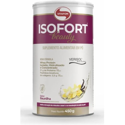 Isofort Beauty Whey Protein (Isolado, Hidrolisado e Concentrado) + Colágeno Verisol 450G Baunilha, Vitafor