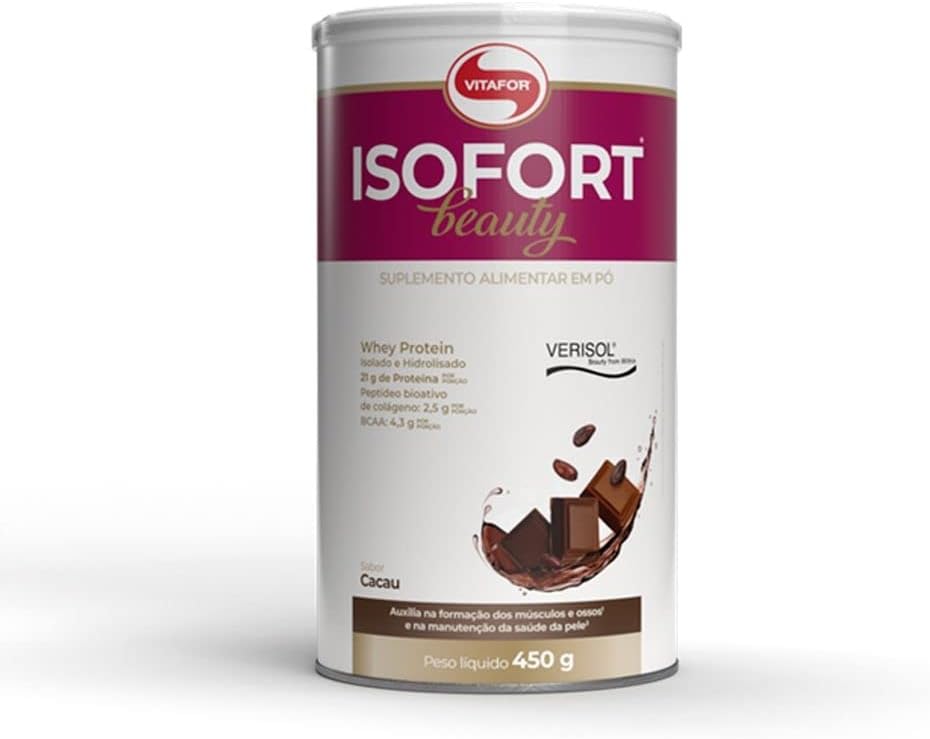 Isofort-Beauty-Whey-Protein-Isolado-e-Hidrolisado-Colageno-Verisol.jpg Isofort Beauty Whey Protein (Isolado e Hidrolisado) + Colágeno Verisol 450G Chocolate, Vitafor