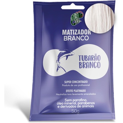 KAMALEÃO COLOR Matizador Branco Tubarão Branco - Neutralizador de Tons Levemente Amarelados - Efeito Platinado - Para Cabelos Loiros e Coloridos - Sachê 50g