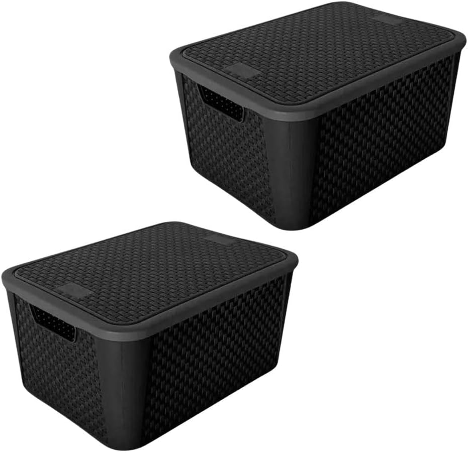 KIT-2-Caixas-Organizadoras-Rattan-Cesto-17L-Preta-CTampa-Multiuso.jpg KIT 2 Caixas Organizadoras Rattan Cesto 17L Preta C/Tampa Multiuso