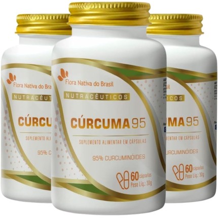 KIT 3X Cúrcuma 95% 60 cápsulas - Flora Nativa