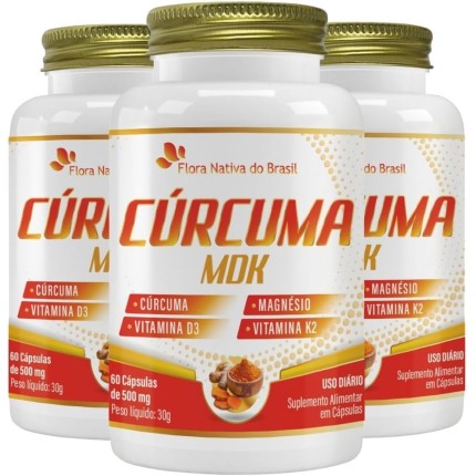 KIT 3X Curcuma MDK 60 Cápsulas - Flora Nativa
