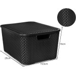 KIT C/ 6 CAIXAS ORGANIZADORAS RATTAN 7L C/TAMPA PRETA MULTIUSO DECORATIVA - Imagem 2
