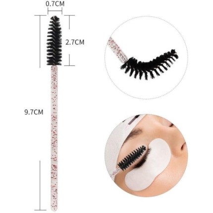 KIT escovinhas com glitter Extensão de Cílios e sobrancelha (PRETO, 50 unidades)