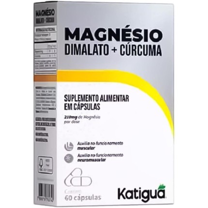 Katiguá, Magnésio Dimalato + Cúrcuma, Sem sabor, 60 Cápsulas rígidas • 30 doses, Branco