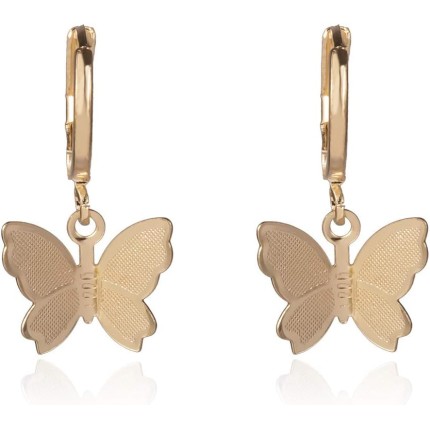 Kercisbeauty Brincos de borboleta de ouro para mulheres, mulheres, meninas, presente para ela, joias, brincos pendentes de borboleta, 1 Count (Pack of 1), Metal