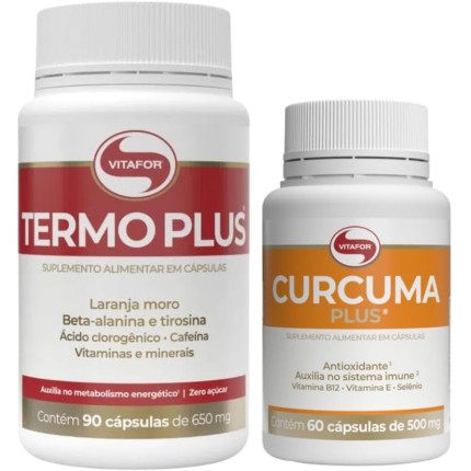 Kit 1 Termoplus Termogenico 90 Caps 1 Curcuma Plus 60 Caps Vitafor