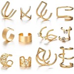 Kit 12 Brincos Feminino Pressão Piercings Argola Banhado A Ouro
