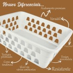 Kit 12 Cestos Cestinho Multiuso Organizador 16x12x6Cm Cestinha Organizadora Bebe Leve 12 Pague 10 (Branco) - Imagem 2