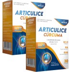 Kit 2 Articulice Curcuma com Glucosaminoglicanos Ácido Hialuronico Colageno Tipo 2 com Curcuma Colageno Nao Hidrolisado Nao Desnaturado Suplemento para Articulações Mobilidade e Flexibilidade 60 comprimidos