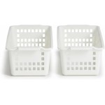 Kit 2 Cestos Organizadores Brancos para Geladeira Despensa e Armário Plástico Resistente
