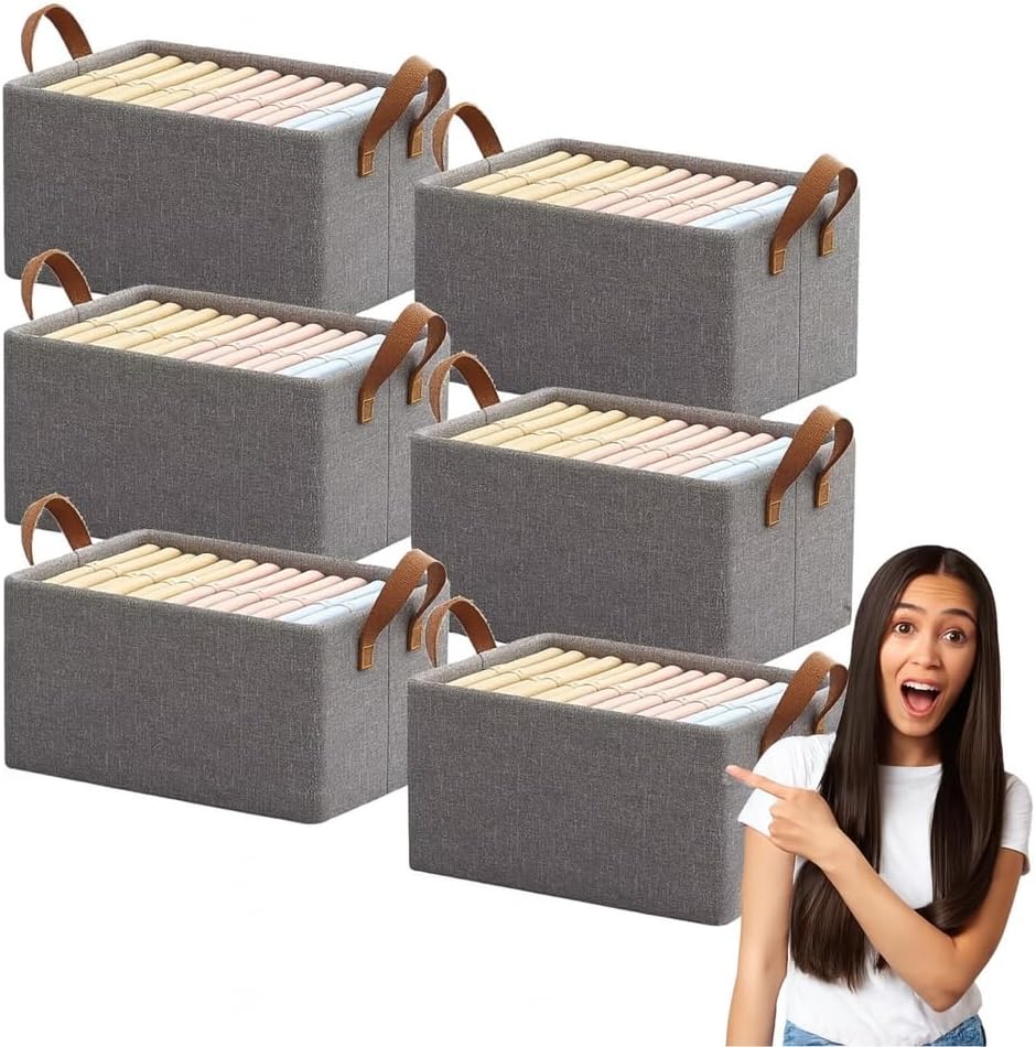 Kit-2-Cestos-Organizadores-Dobraveis-25L-com-Alca-–-Caixa.jpg Kit 2 Cestos Organizadores Dobráveis 25L com Alça – Caixa Multiuso para Guarda-Roupa, Lavanderia, Armários e Brinquedos | Plástico e Tecido Reforçado com Estrutura de Madeira e Alças de Sarja (2)