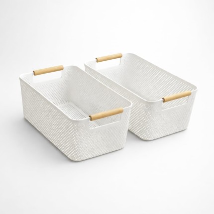 Kit 2 Cestos Organizadores Multiuso Retangulares No Tamanho 31x20x14CM (branco)