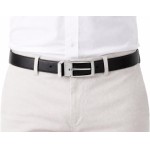 Kit 2 Cintos Social Masculino Couro Ecológico Dupla Face Preto Marrom, Fivela prateada - BASE NOBRE
