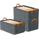 Kit 3 Cestos Organizadores, Conjunto de 3 Caixas Organizadoras em Tecido, Cinza, com Alças, para Gavetas Roupeiros e Armários
