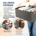 Kit 3 Cestos Organizadores, Conjunto de 3 Caixas Organizadoras em Tecido, Cinza, com Alças, para Gavetas Roupeiros e Armários - Imagem 2