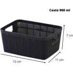 Kit 3 Cestos Organizadores Multiuso Rattan Home Organizer P-M-G Cor: Preto - Imagem 2
