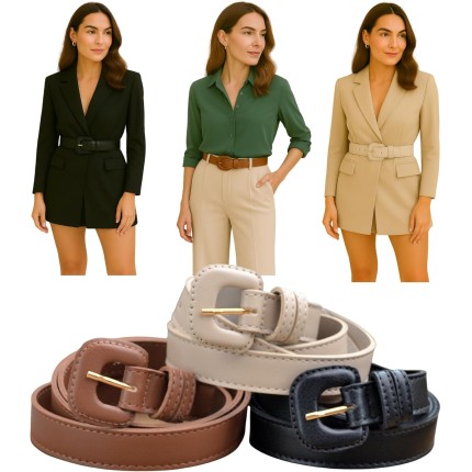 Kit 3 Cintos Feminino Clássico Atemporal Fivela Encapada