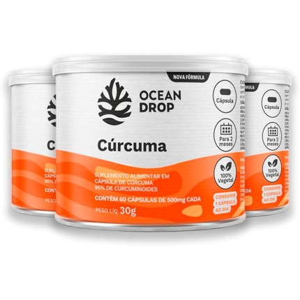 Kit 3 Cúrcuma Ocean Drop 60 Cápsulas