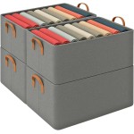Kit 4 Cesto Organizador Multiuso Grande Reforçado e com Alça Capacidade 25 Litros Caixa Organizadora Impermeável e Lavável para Armário, Guarda Roupa, Banheiro, Cozinha