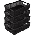 Kit 4 Cestos Organizador Multiuso EmpilháVel ArmáRio Gaveta Lavanderia，2 Litros(Preto 2 Litros)