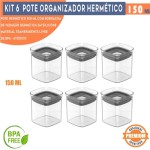 Kit 6 Porta Temperos Pote Hermético 150ml block Transparente com Tampa Hermética Para Organização de Temperos Organizador de Cozinha Perfeito Para Ervas Condimentos Temperos em Geral BPA Free - Imagem 2
