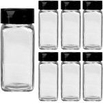 Kit 8 Potes Quadrados de Vidro 130ml com Tampa – Porta Temperos, Condimentos, Especiarias e Ervas para Organização de Cozinha