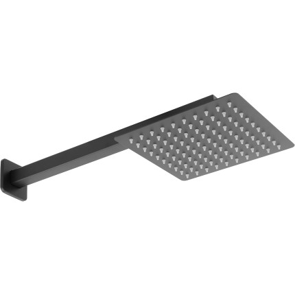 Kit Ducha Chuveiro Quadrado Slim Aço Inox 20x20 + Braço Preto Fosco