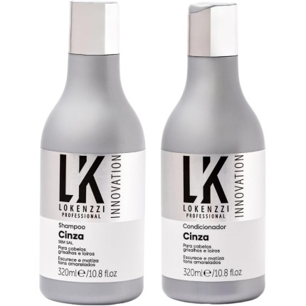 Kit Lokenzzi Cinza Shampoo E Condicionador Matizador 320ml