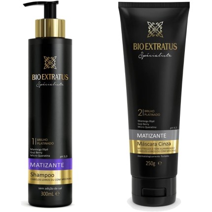 Kit Matizante Shampoo E Máscara Cinza Bio Extratus Oficial