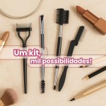 Kit Profissional 4 em 1 para Cílios e Sobrancelhas – Pente Metálico, Escova Chanfrada, Spoolie e Modelador Premium - Imagem 2