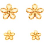 Kit Rommanel Banhado Ouro Brincos Flores Primeiro E Segundo Furo Ana Hickmann 526423