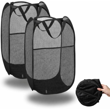Kit com 2 Cesto de Roupas Dobrável Para Roupa Suja Organizador Multiuso Flexível Lavanderia Banheiro Quarto Dormitório