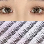 Kit de 120 peças de cílios postiços autoadesivos com escova de cílios e pinça, ondulação C, design rabo de peixe de 12 mm, adequado para maquiagem de olhos iniciantes