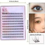 Kit de 120 peças de cílios postiços autoadesivos com escova de cílios e pinça, ondulação C, design rabo de peixe de 12 mm - estilo cruz natural - reutilizável para iniciantes - Imagem 2